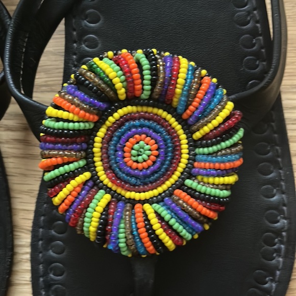 Never worn handmade beaded sandals- multicolored - Picture 3 of 6